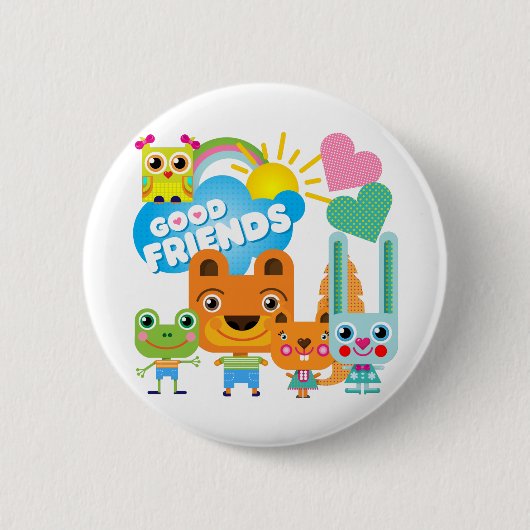 Badge Rond 5 Cm Bons amis d'animaux (Devant)