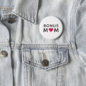 Badge Rond 5 Cm Bonus Maman | Fête des mères de coeur rose moderne (En situation)