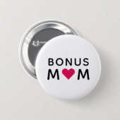 Badge Rond 5 Cm Bonus Maman | Fête des mères de coeur rose moderne (Devant & derrière)