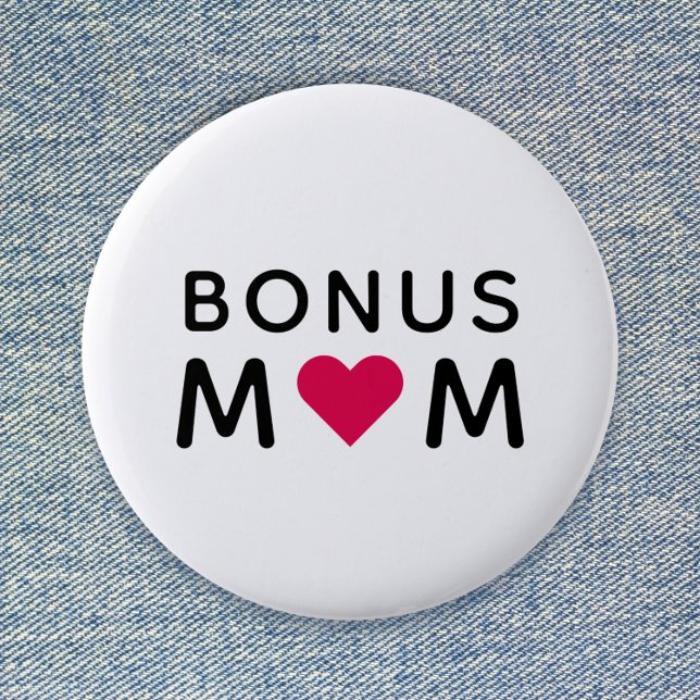 Badge Rond 5 Cm Bonus Maman | Fête des mères de coeur rose moderne