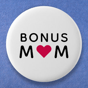 Badge Rond 5 Cm Bonus Maman   Fête des mères de coeur rose moderne