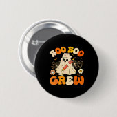 Badge Rond 5 Cm Boo Boo Crew Funny Ghost For Nurse, Retro Hallowee (Devant & derrière)