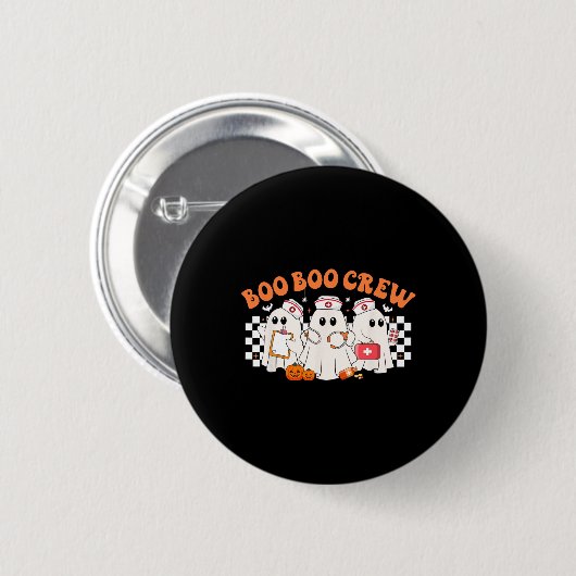 Badge Rond 5 Cm Boo Boo Crew Infirmière Femmes Rétro Halloween Gho (Devant & derrière)