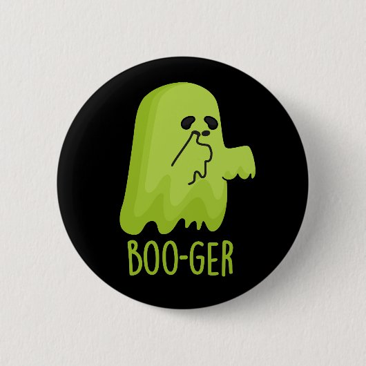 Badge Rond 5 Cm Boo-ger Funny Halloween Booger Ghost Pun Dark BG (Devant)