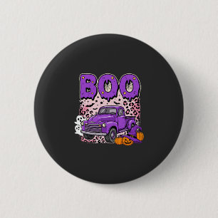 Badge Rond 5 Cm Boo Halloween Camion Violet Fantôme et Citrouilles
