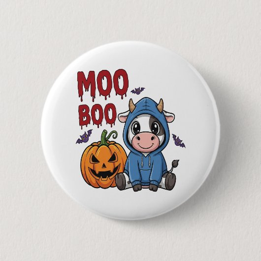 Badge Rond 5 Cm Boo Halloween Éffrayante vache fantôme (Devant)