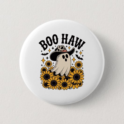 Badge Rond 5 Cm Boo Haw Cow Ghost Halloween Occidentale (Devant)
