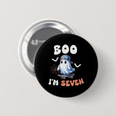 Badge Rond 5 Cm Boo I'm Seven Ghost Skateboard 7th Birthday Hallow (Devant & derrière)