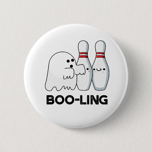 Badge Rond 5 Cm Boo-ling Funny Halloween Bowling Ghost Pun (Devant)