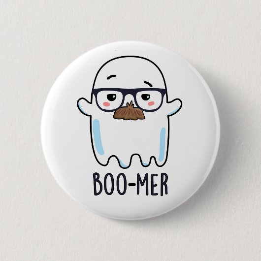 Badge Rond 5 Cm Boo-mer Funny Moyenne Age Ghost Pun (Devant)