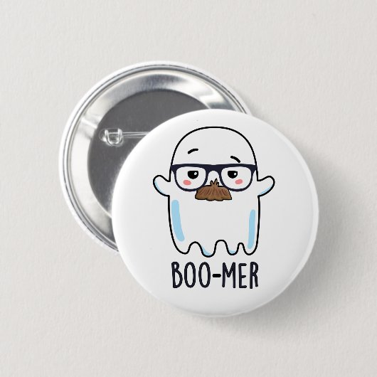 Badge Rond 5 Cm Boo-mer Funny Moyenne Age Ghost Pun (Devant & derrière)