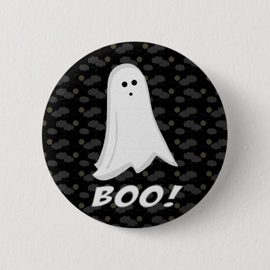 Badge Rond 5 Cm Boo, mignon fantôme noir et blanc (Devant)
