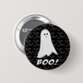 Badge Rond 5 Cm Boo, mignon fantôme noir et blanc (Devant & derrière)
