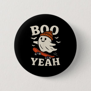 Badge Rond 5 Cm Boo Ouais Drôle Fantôme Dans Beanie Skateboard Hal