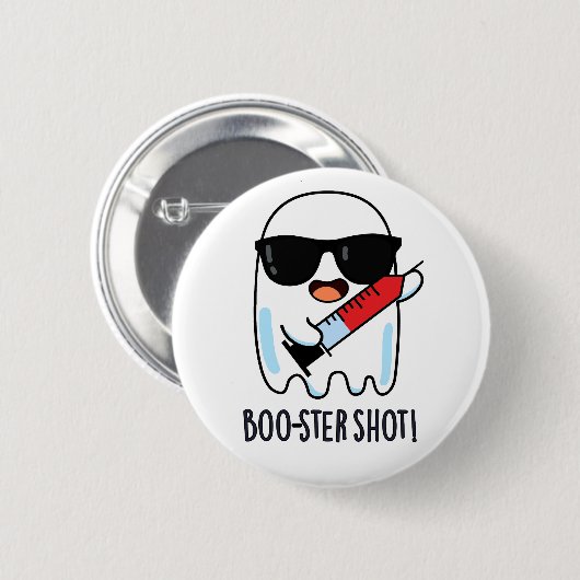 Badge Rond 5 Cm Boo-ster Shot Funny Ghost Vaccine Pun (Devant & derrière)