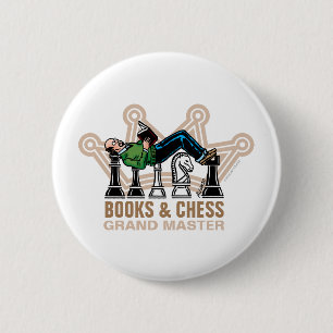 Badge Rond 5 Cm Books & Chess Grand Master