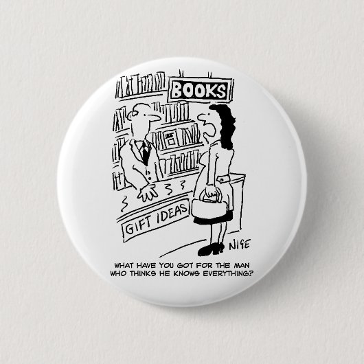 Badge Rond 5 Cm Bookshop Customer pose une question au commerçant (Devant)