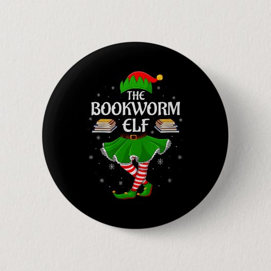 Badge Rond 5 Cm Bookworm Elf Christmas Family Girls Women Elf Squa (Devant)