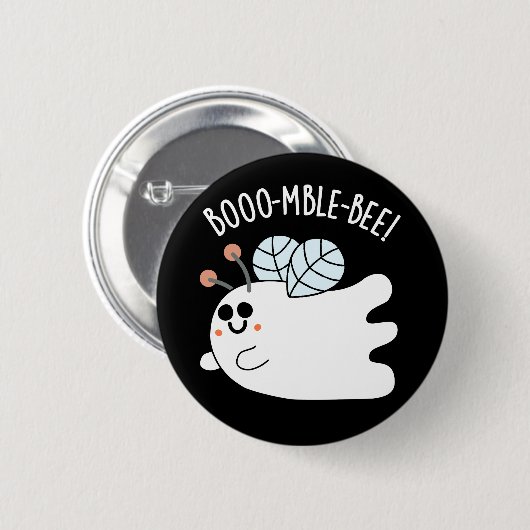 Badge Rond 5 Cm Boomble Bee Funny Ghost Bee Pun Dark BG (Devant & derrière)