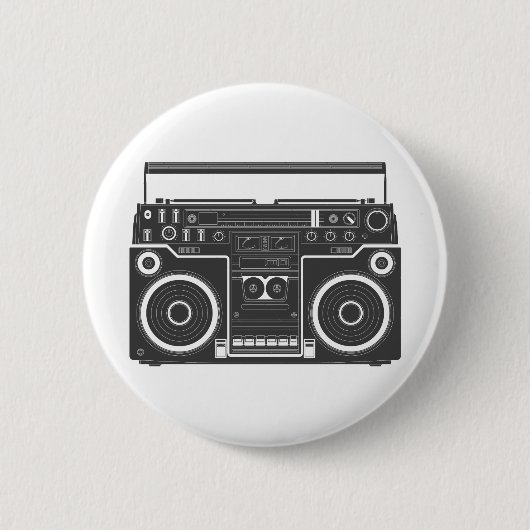 Badge Rond 5 Cm Boombox des années 80 (Devant)