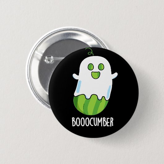 Badge Rond 5 Cm Booocumber Funny Ghost Cucumber Pun Dark BG (Devant & derrière)