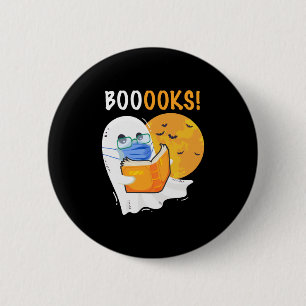Badge Rond 5 Cm Boooks Halloween Ghost reading books and wearing