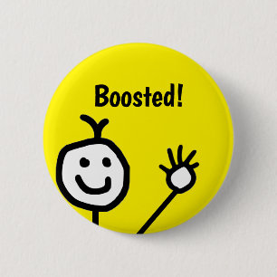 Badge Rond 5 Cm Booster Vacciné Cute Happy Face