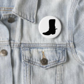 Badge Rond 5 Cm Boot cowboy noir avec éperons (En situation)