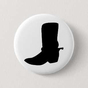 Badge Rond 5 Cm Boot cowboy noir avec éperons