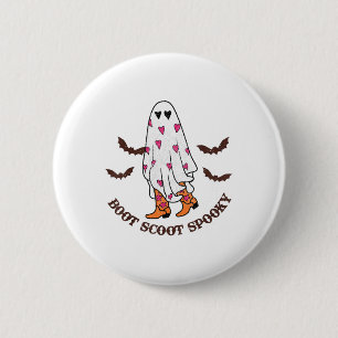 Badge Rond 5 Cm Boot Scoot Éffrayant Cowboy Ghost Super Retro Hall