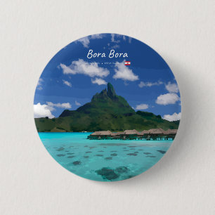 Badge Rond 5 Cm Bora Bora, Polynésie française - Resort de plage