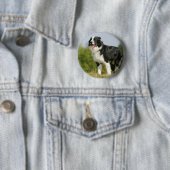 Badge Rond 5 Cm Border collie haletant la position (En situation)
