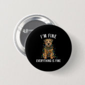 Badge Rond 5 Cm Border Terrier Christmas I'm Fine Everything Is Fi (Devant & derrière)