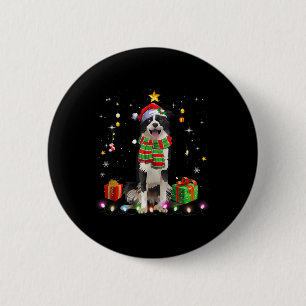 Badge Rond 5 Cm Bordure Collie Chien Arbre Chandail de Noël Xmas C