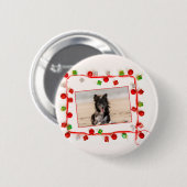 Badge Rond 5 Cm Bordure Collie Noël (Devant & derrière)