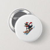 Badge Rond 5 Cm Bordure Collie Snowboardeur (Devant & derrière)