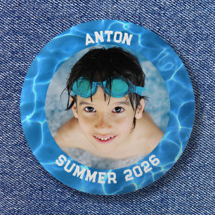 Badge Rond 5 Cm Bordure de piscine bleu aqua pour photo de sport