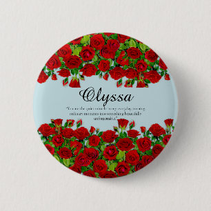 Badge Rond 5 Cm Bordure de rose rouge élégante sur mesure thème de