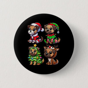 Badge Rond 5 Cm Bordure Terrier Arbre de Noël Père Noël Costume el