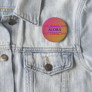 Badge Rond 5 Cm Bordure vintage en fil Neon rose et jaune