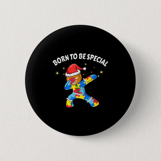 Badge Rond 5 Cm Born To Be Special Dabbing Gingerbread Man Christm (Devant)