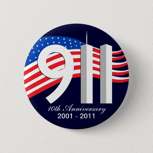 Badge Rond 5 Cm Bornes de l'anniversaire WTC de Th des 9/11 (Devant)