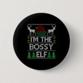 Badge Rond 5 Cm Bossy Elf Matching Family Group Christmas Party Pa (Devant)