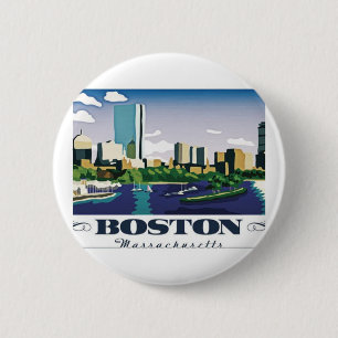 Badge Rond 5 Cm Boston, le Massachusetts
