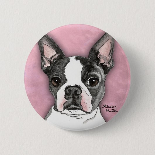 Badge Rond 5 Cm Boston Terrier (Devant)
