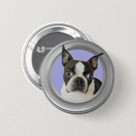 BADGE ROND 5 CM BOSTON TERRIER-BUTTON (Devant & derrière)