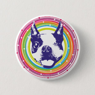 Badge Rond 5 Cm Boston Terrier - cercles colorés