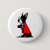 Badge Rond 5 Cm Boston Terrier Chien Tattoo J'aime papa Famille dr (Devant)