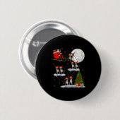 Badge Rond 5 Cm Boston Terrier Dog Santa Sleigh Flying Funny Chris (Devant & derrière)
