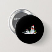 Badge Rond 5 Cm Boston Terrier Snowman Christmas Tree Xmas Womens (Devant & derrière)